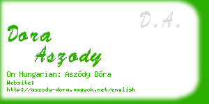 dora aszody business card